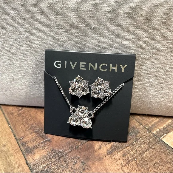 Givenchy | Silver Crystal Snowflake Earrings and Necklace Set NWT - Picture 6 of 6